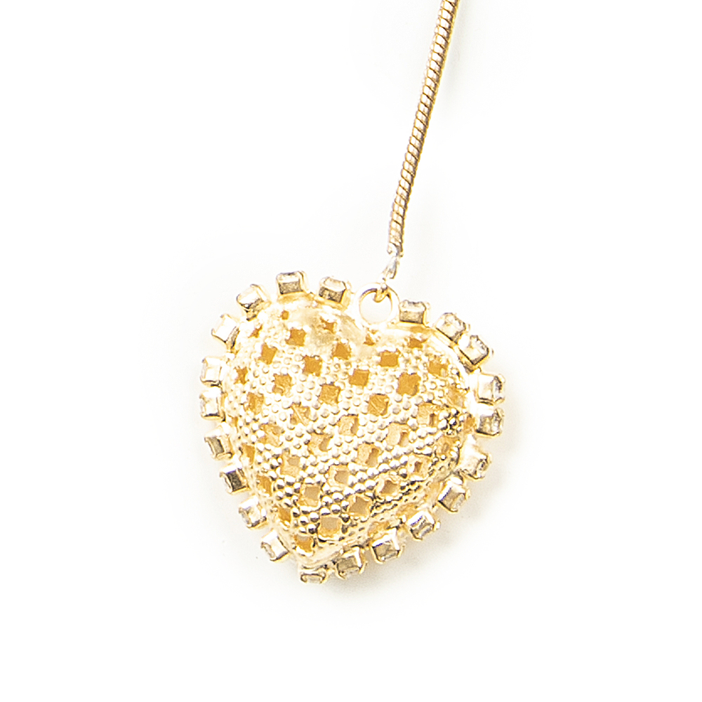 Chanel CC Rhinestone Heart Pendant Necklace - Picture 2 of 4